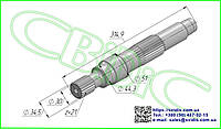 Вал к гидромоторам ГСТ 90/105 см3 CASE (21з, манж)