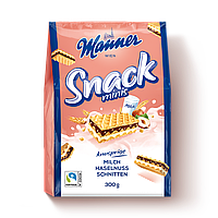 Мини-Вафли Венские с молочным и шоколадно-ореховым кремом Manner Wien Snack Knusprige 300г Австрия