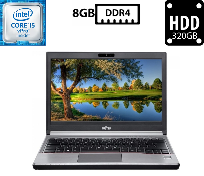 Ноутбук Fujitsu LifeBook E736 /13.3"TN(1366x768)/Intel Core i5-6300U 2.40GHz/8GB DDR4/HDD 320GB/Intel HD Graphics 520/Camera, DP