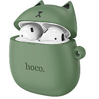 Наушники беспроводные детские Bluetooth HOCO Cat EW45 в кейсе, олива