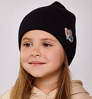 Детская черная шапка для девочки