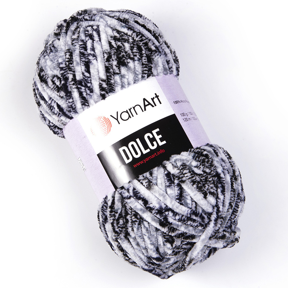 Пряжа YarnArt Dolce 801 чорно-сірий меланж
