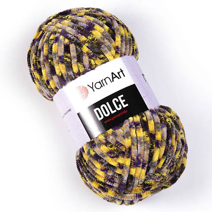 Пряжа YarnArt Dolce 803 чорно-жовтий меланж, фото 1