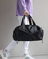 Спортивна жіноча сумка на 4 відділення "Конверт" для спортзалу та подорожей, компактний розмір 41x23x23 см - чорна