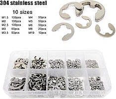 Шайби Стопорні Швидкознімні Ø 1.5-10 мм Нержавіюча Сталь Набір 580 шт DIN 6799 Spec (SP-068581)