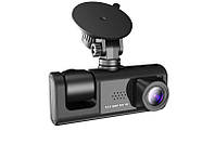 Відеореєстратор автомобільний на 3 камери від USB/прикурювача, нічний режим камера в салон мікрофон
