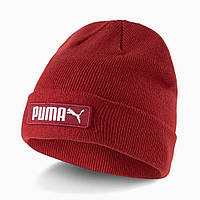 Шапка спортивна Puma Classics Cuff Beanie 023434 04 (бурдовий, акрил, двошарова, тепла, зимова, бренд пума)