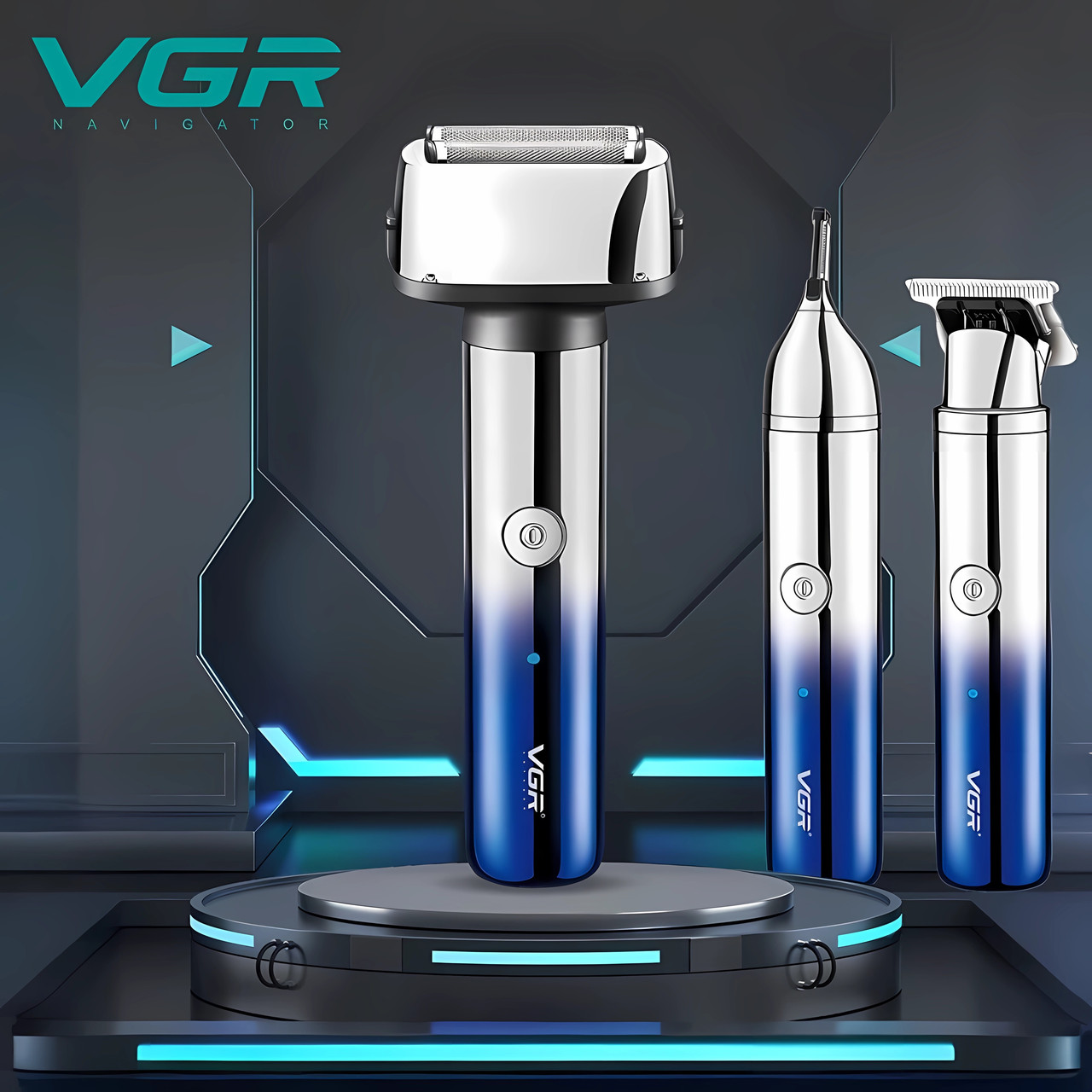 Бритва-тример VGR V-365 3 в 1 для стрижки волосся, бороди, брів