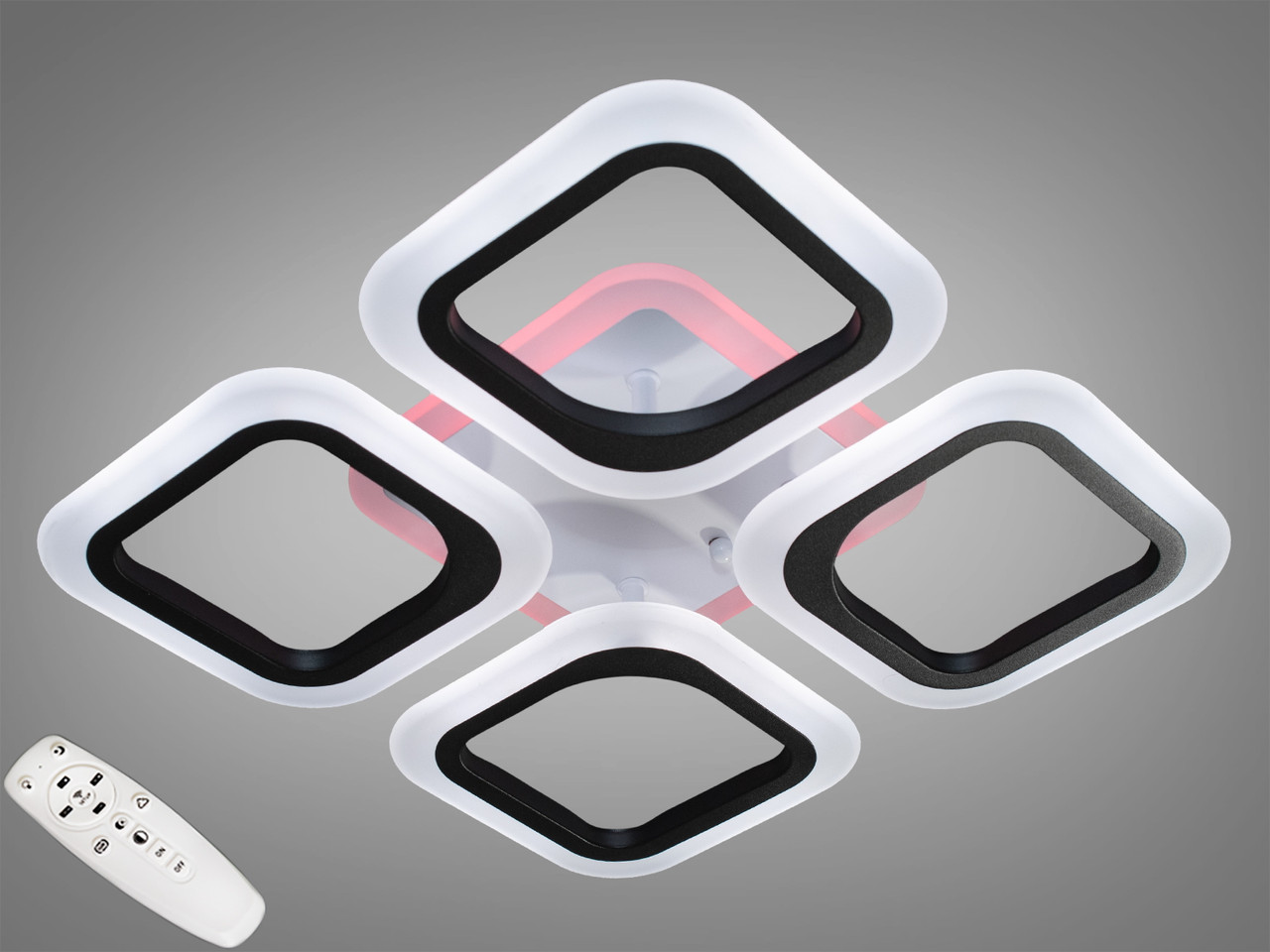 Світлодіодна люстра з диммером та підсвічуванням чорна 55 Вт 35.5x35.5x8 см