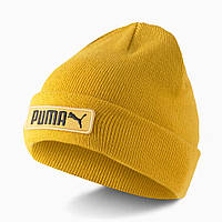 Шапка спортивная Puma Classics Cuff Beanie 023434 05 (горчичный, акрил, двослойная, теплая, зимняя, лого пума)