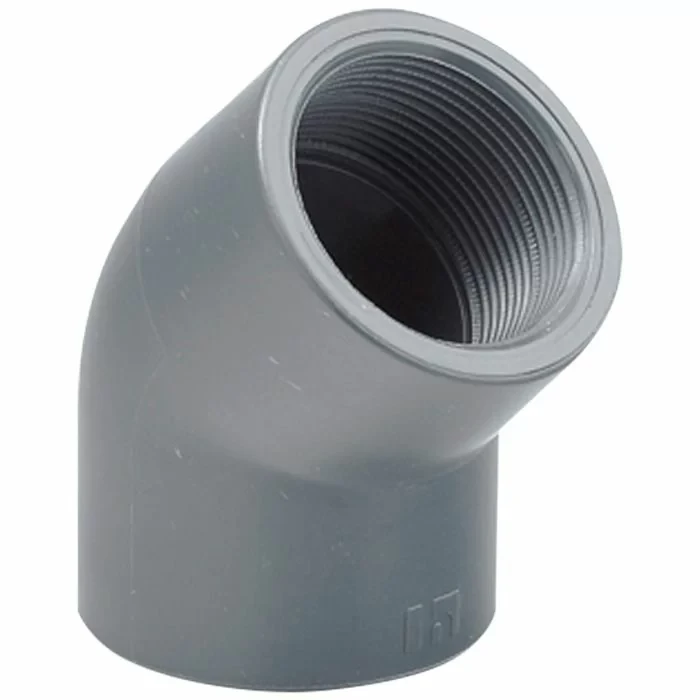 Коліно перехідне 45° ПВХ Hidroten 1002217, внутрішнє різьблення,d75 мм, 2 1/2"