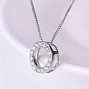 Ланцюжок намисто на шию з круглою підвіскою в камінні біжутерія Срібляста ( код: p008s ), фото 5