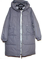 Подовжена куртка пальто зимова M,L,XL сірий, Виберіть розмір