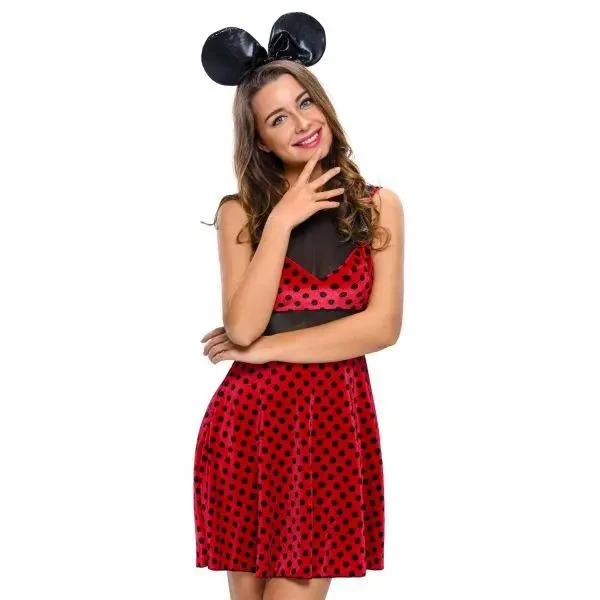 Жіночий карнавальний костюм мишки в горох — сукня та вушка Костюм мишки в горох — жіночий образ на Хелловін