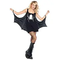 Женский карнавальный костюм для косплея из черного трикотажного платья джерси с рисунком белого паука