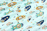 Сатин "Коти в підводних човнах" на світло-м'ятному тлі No 160-77 з, фото 3