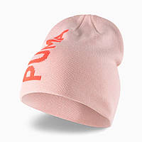 Шапка спортивная Puma Ess Classic Cuffless Beanie 023433 04 (розовый, акрил, двослойная, зимняя, лого пума)