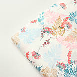 Сатин "Листя папороті та гілочки" на білому тлі No 160-255 с, фото 7