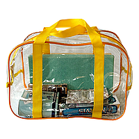 Компактная прозрачная сумка в роддом/для игрушек ORGANIZE (желтый)