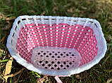 Кошик на кермо дитячого велосипеда з бантом з пластику рожевого кольору, фото 2