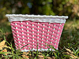 Кошик на кермо дитячого велосипеда з бантом з пластику рожевого кольору, фото 3