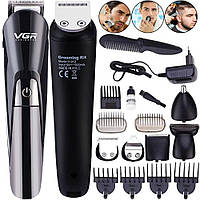 Багатофункціональний тример-набір для стриження волосся і для гоління та носа VGR V-012 6 в 1 Чорний (V012)