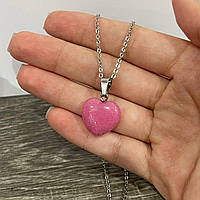 Натуральный камень Турмалин кулон в форме мини сердечка на цепочке - оригинальный подарок девушке