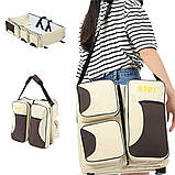 Багатофункціональна сумка ліжко для немовлят з кишенями Переносна люлька трансформер для подорожей, фото 8