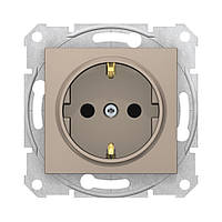 Розетка Schneider Electric Sedna титан с заземлением со шторками SDN3000168