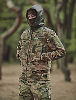 Флисовая кофта с капюшоном мультикам ВСУ армейская военная флиска с капюшоном мультикам флисовка ВСУ