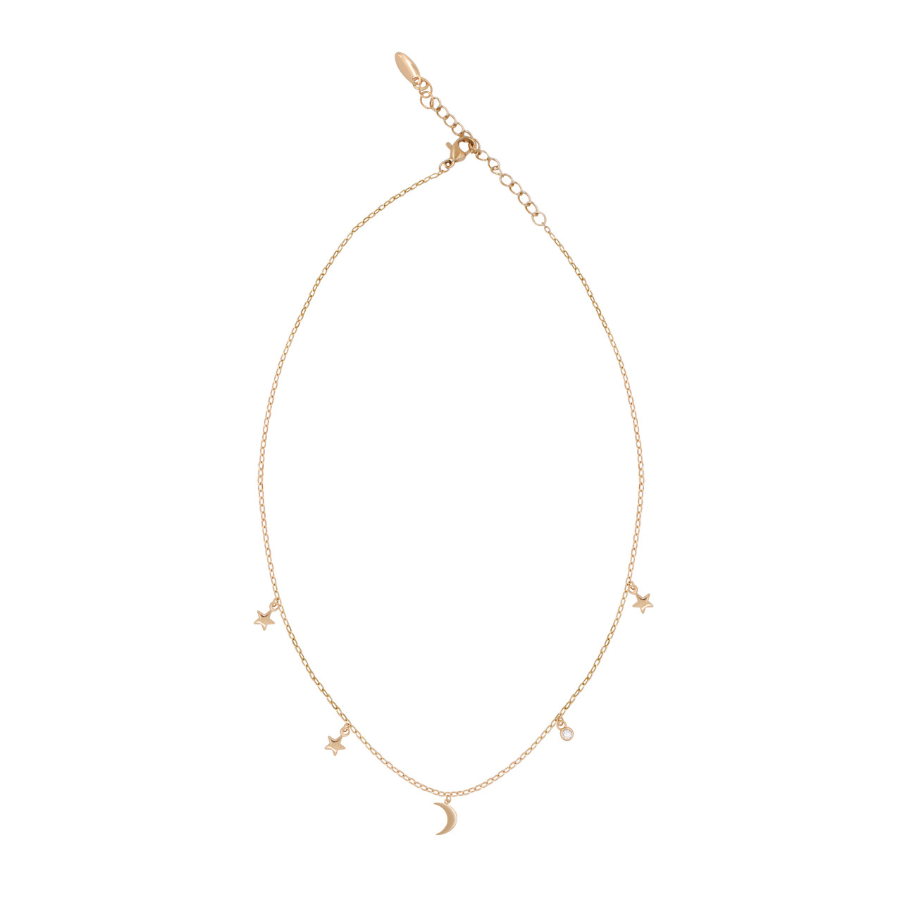 Підвіска на ланцюжку "Місяць і зорі" (Медичне золото) 46 см лимонна позолота (224145), фото 1