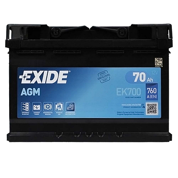 Автомобільний аккумулятор EXIDE Start-Stop AGM  70Аh 760A R+