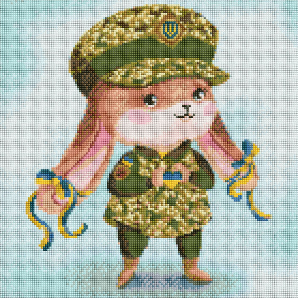 Алмазна мозаїка "Зайка-захисниця" ©Катерина Валер'єва Ідейка AMO7443 40х40 см