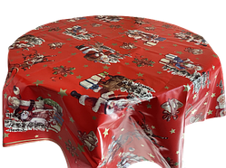 Скатертина-клеєнка на кухонний стіл. Новорічна червона. Ширина 135 см. 135