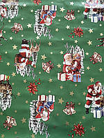 Скатертина-клеєнка на кухонний стіл. Новорічна зелена. Ширина 135 см. 135