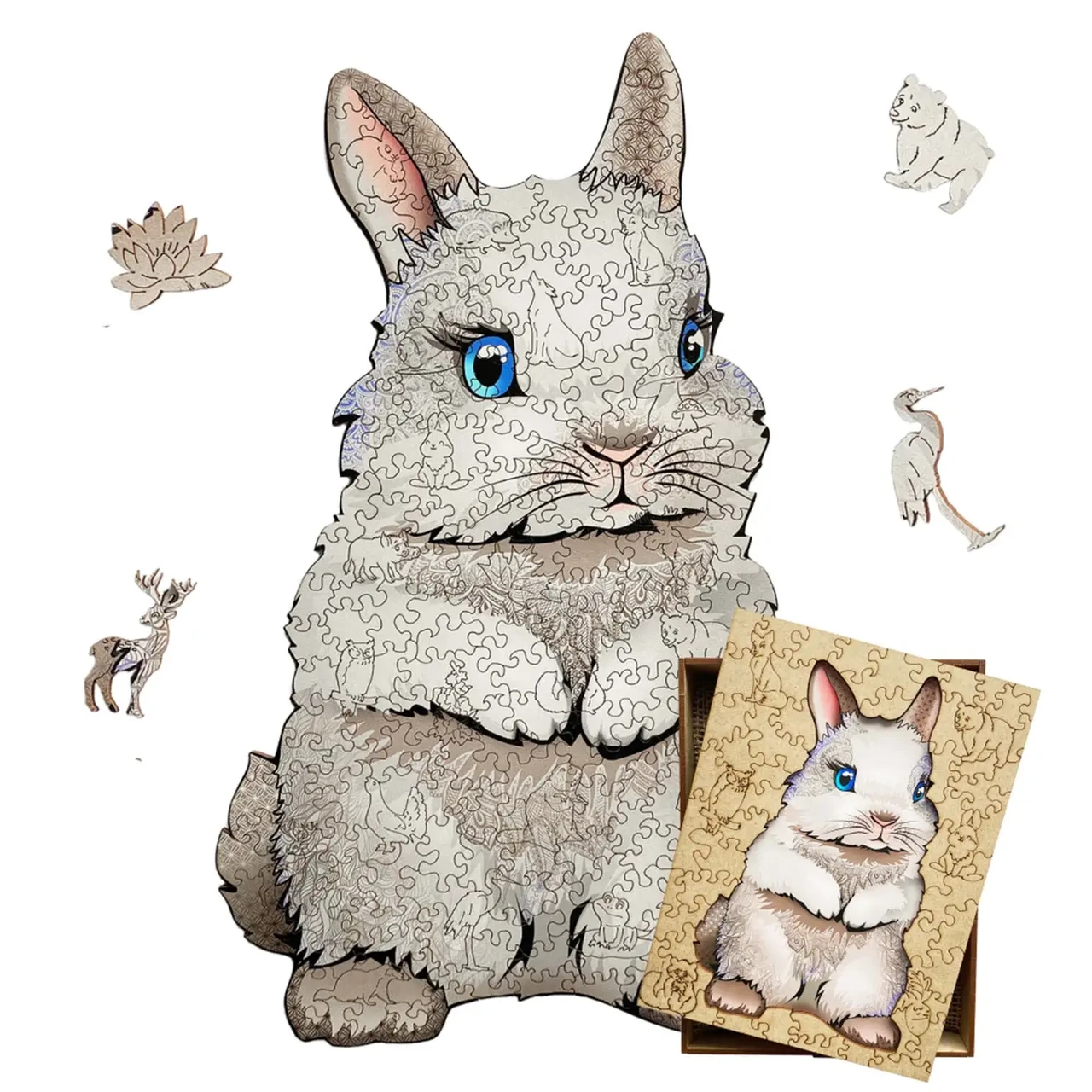 Фігурний дерев'яний пазл Кролик (Кролик Перемоги) Woods Story L, фото 1