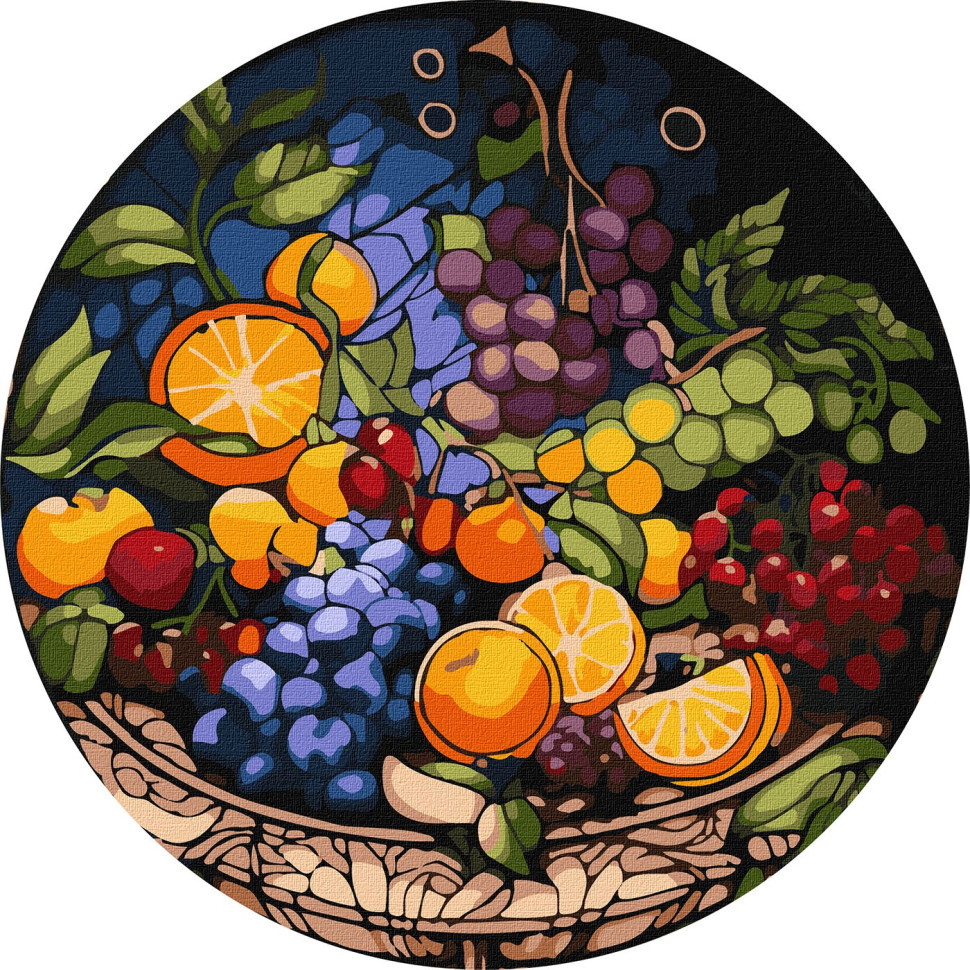 Картина за номерами "Апетитна композиція" ©art_selena_ua KHO-R1014 діаметр 39 см Ідейка