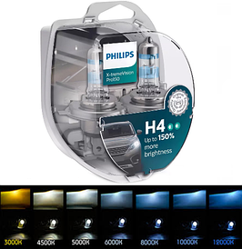 Лампочки в фару авто H4 12 V 60/55 PHILIPS X-treme Vision Pro +150 (2 шт.)