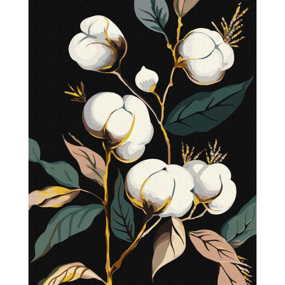 Картина за номерами "Білосніжна бавовна" ©art_selena_ua Ідейка KHO3246 40х50 см з фарбами металiк extra