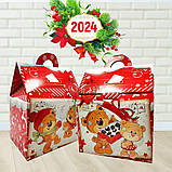 Новорічна коробка для цукерок Будиночок великий червоний 1300 - 1500 г. Н34, фото 2