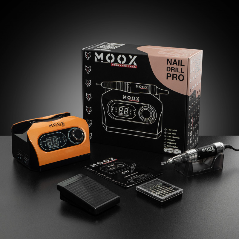 Фрезер Moox Professional X777 для манікюру та педикюру на 50 000 об./хв. та 70W. (Помаранчевий), фото 1