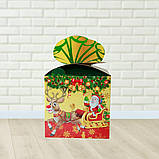 Новорічна упаковка для цукерок Куб з бантом 800 г. Н22, фото 3