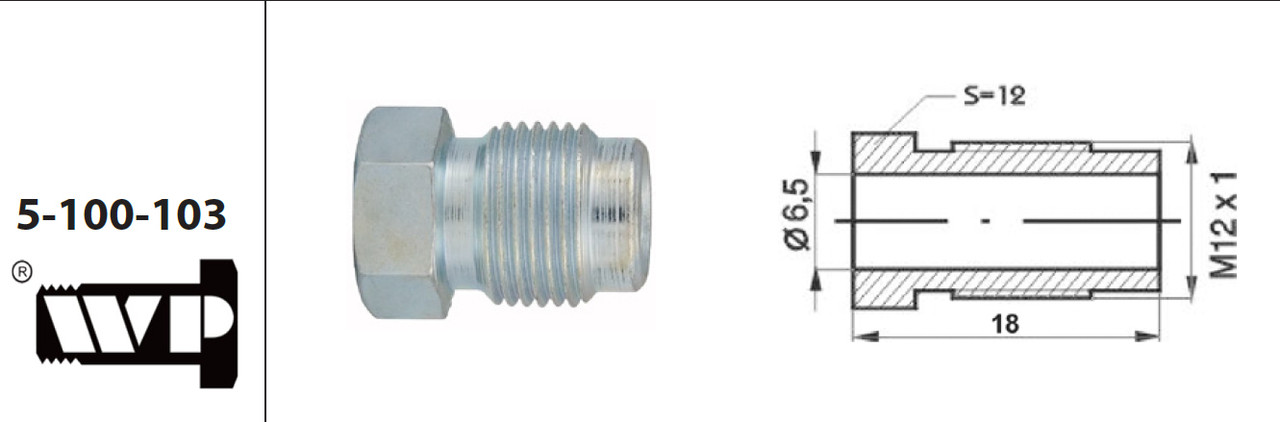 Наконечник WP 5-100-103 (М12х1) під труб. 6.35 мм, фото 1