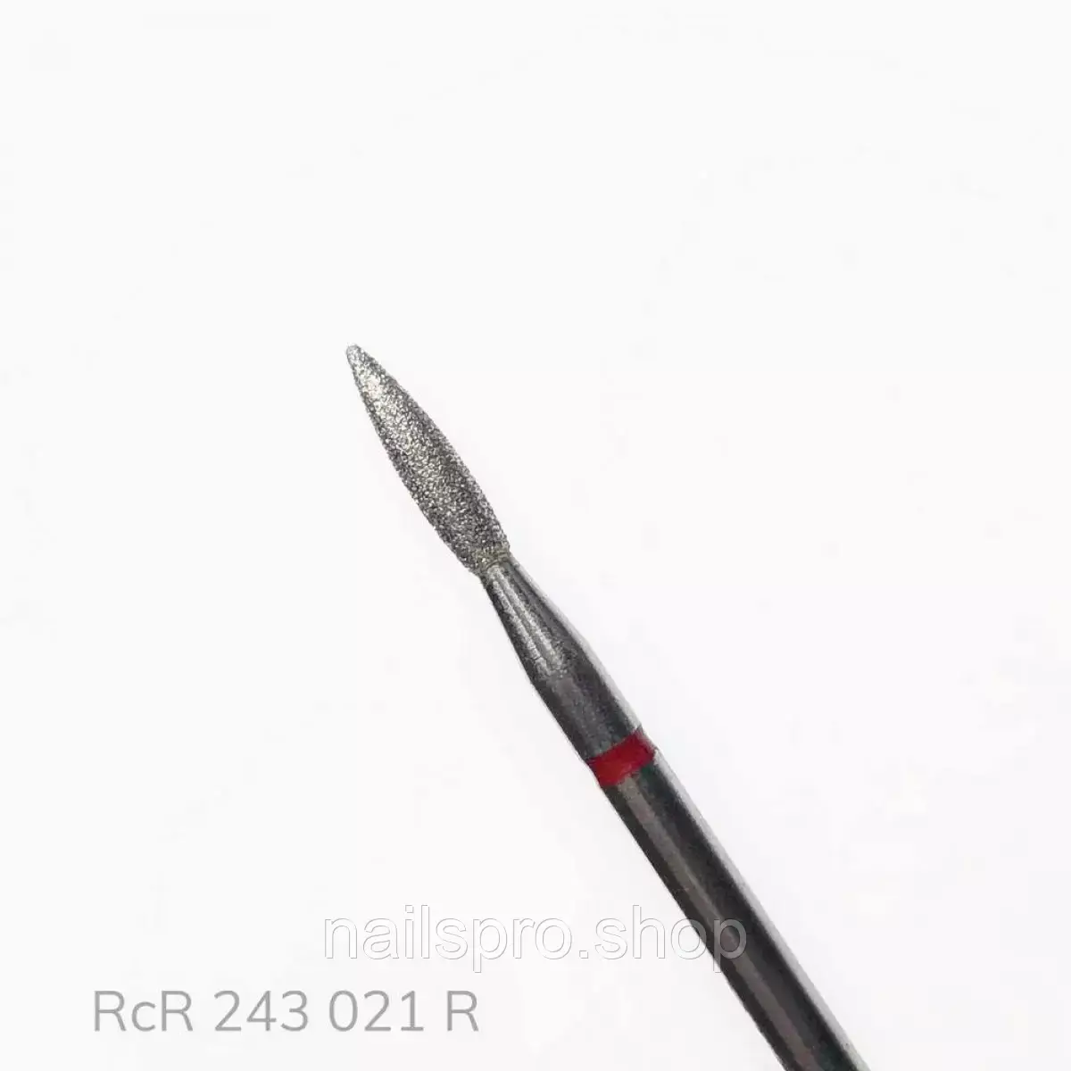 Фреза алмазна для манікюра Полум'я загострене RichColor червона, діаметр 2.1 мм, довжина 8 мм, фото 1
