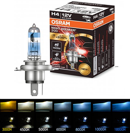 Лампочки в фару авто H4 12 V 60/55 OSRAM Night Breaker +200 (1 шт.)