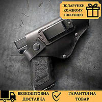 Кобура поясная под пистолет GLOCK 17, кабура тактического назначения кожаная на ремень для Глок 17, черная