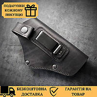 Кобура для пистолета GLOCK 17 на пояс закрытая из натуральной кожи черная, кейс армейский для глок 17