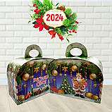 Недорога новорічна картонна упаковка Скриня синя для цукерок 800 - 900 г. Н37, фото 2