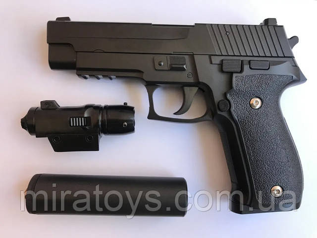 Іграшковий металевий пістолет "Sig Sauer P226" з глушником та ЛЦУ Galaxy G26A 