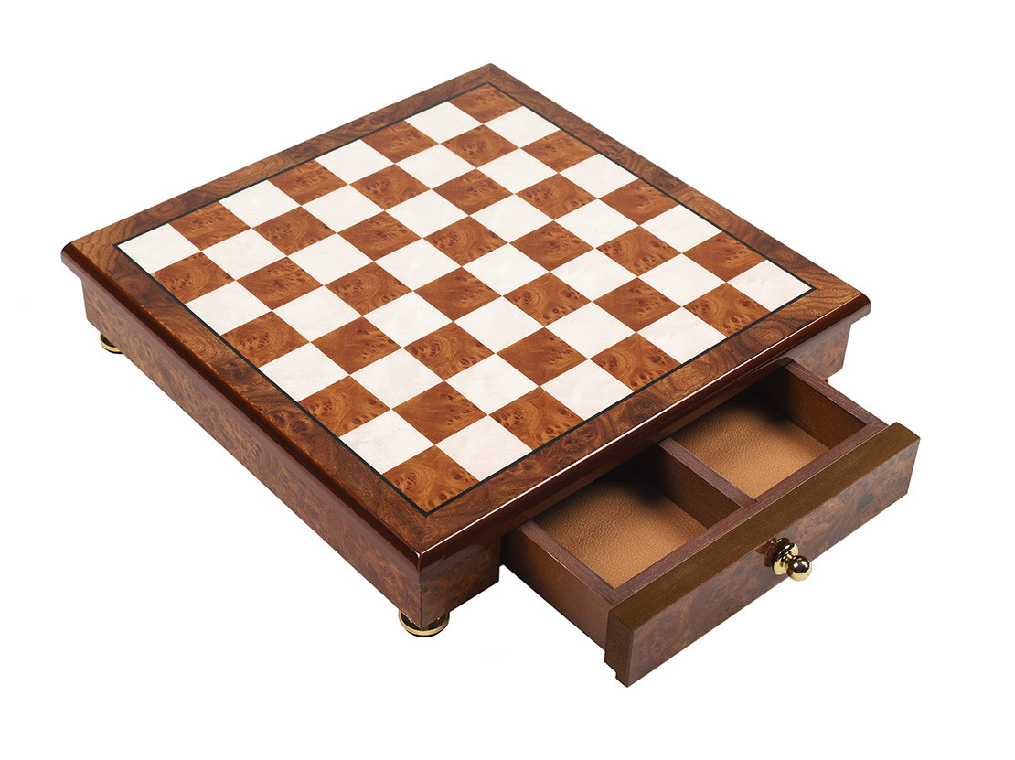 Шахова дошка з висувною скринькою для фігур з дерева ручної роботи від італійського бренду Italfama, фото 1